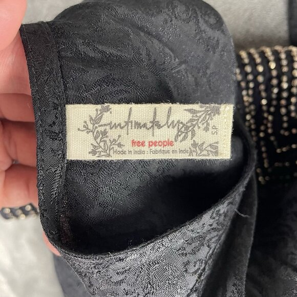 Intimately Free People Women's S Shooting Star Slip Dress Black Beaded Mini - Picture 4 of 6